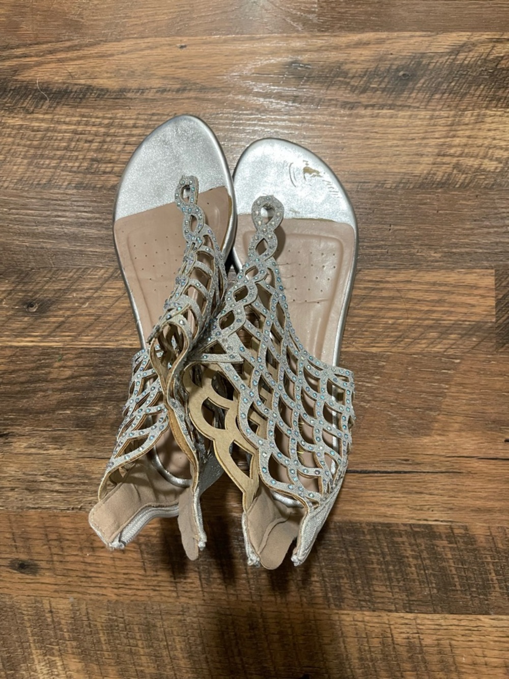 Women’s Silver Rhinestone Cage Sandals